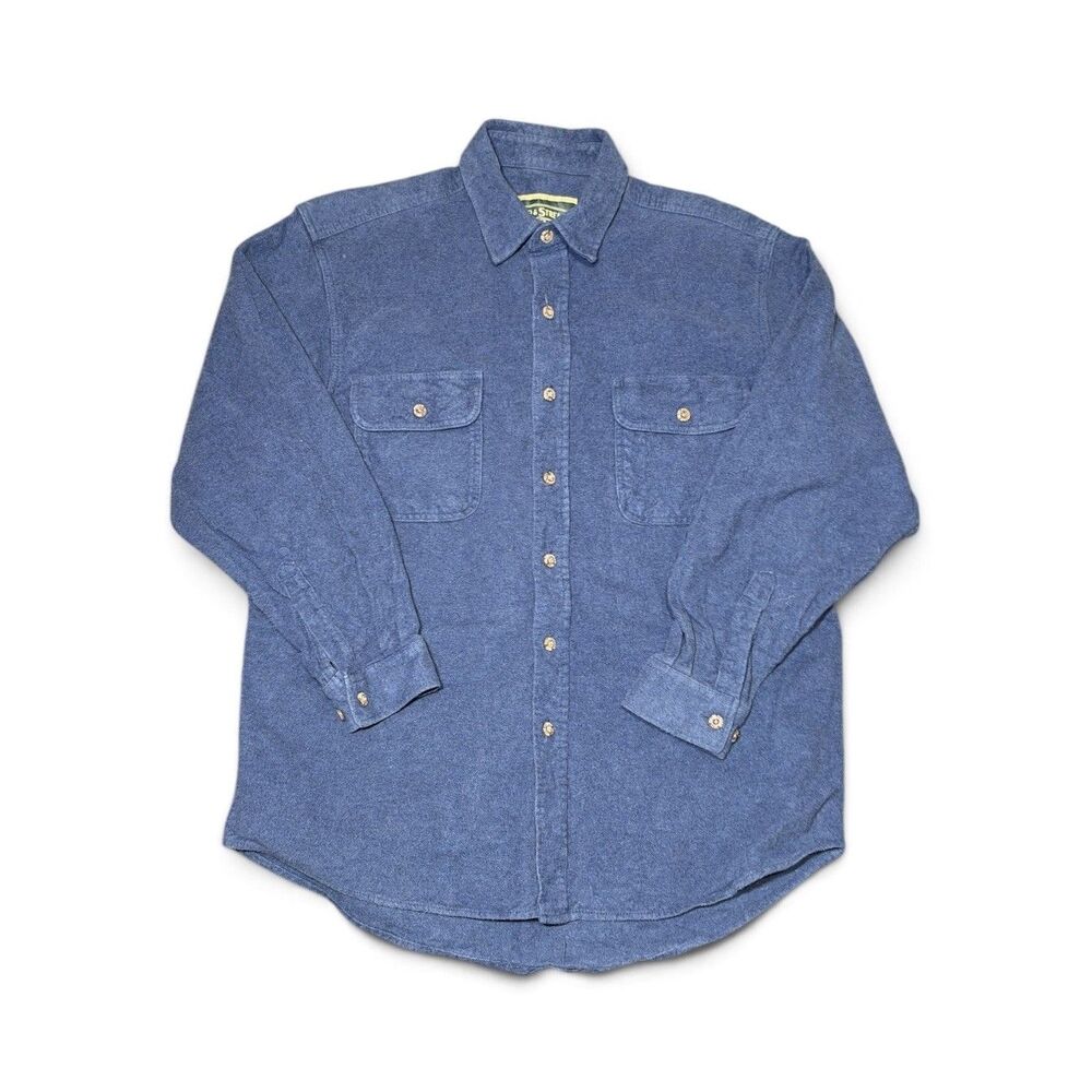Field & Stream Blue Flannel Button-Up Shirt Men's 100% Cotton Workman Outdoors
